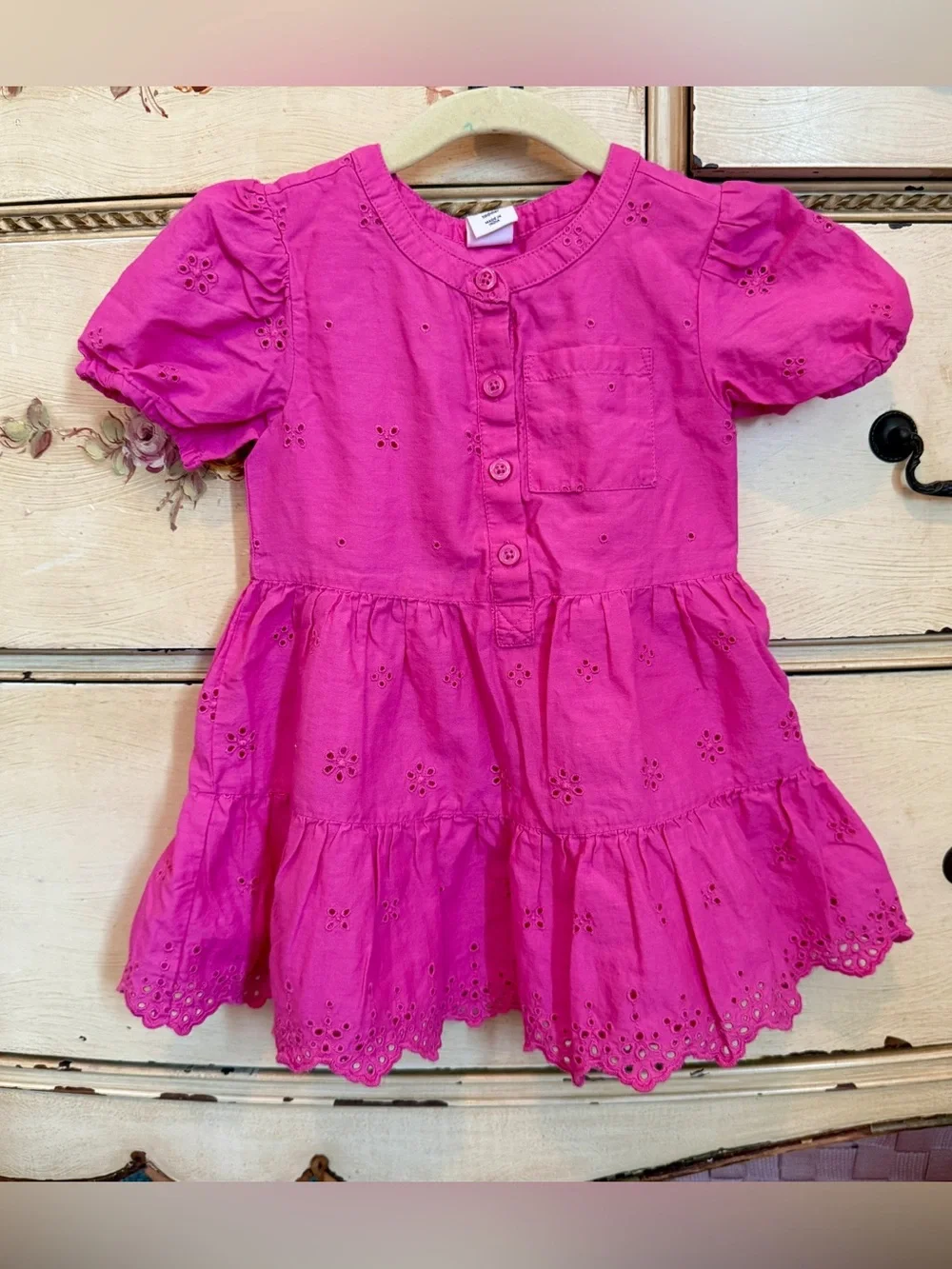 babyGAP Hot Pink Eyelet Tiered Dress